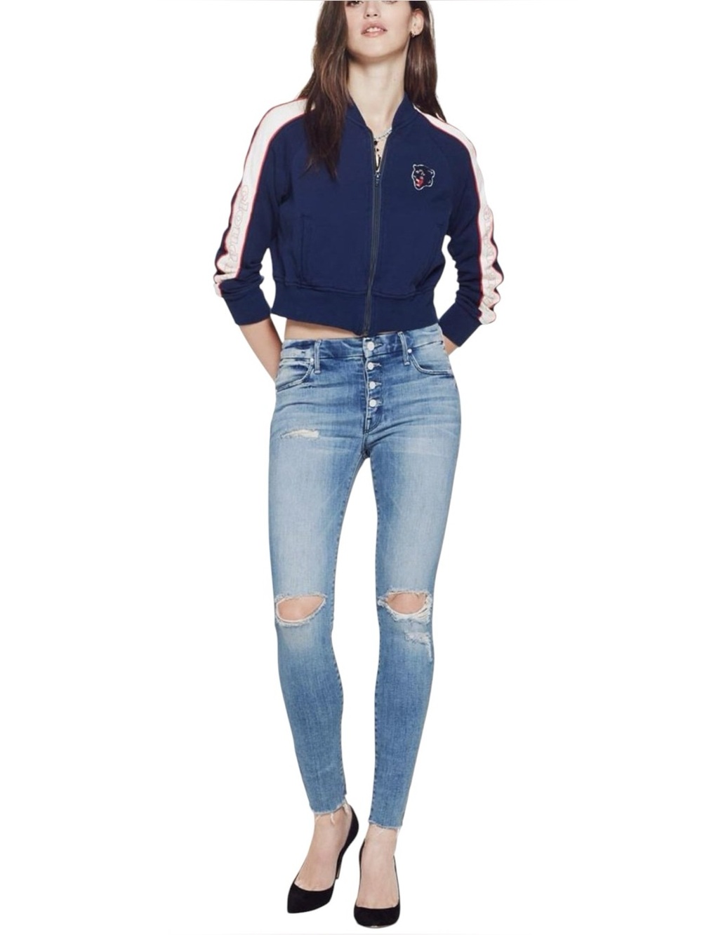 MOTHER The Pixie Fray “Losing Control” Distressed Skinny Jean